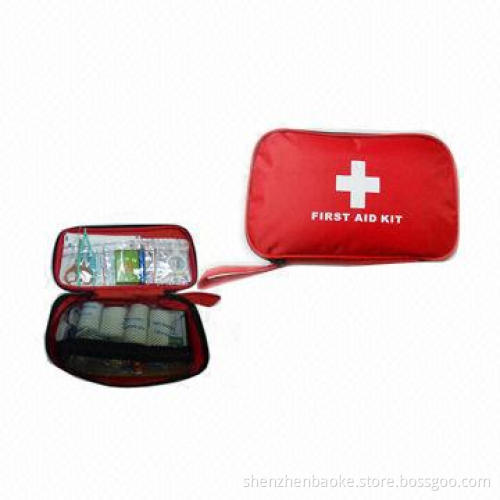 Nylon vehicle first aid bag with medical products
